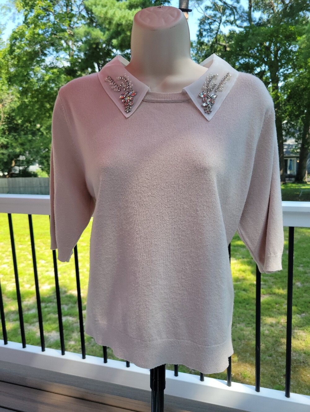 Siani Milano Crystal Embellished Collar Sweater